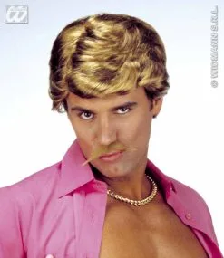 Blonde Playboy Pruik Met Snor