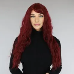 NEW0802 Bordeaux Rode Golvende Pruik