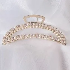 OP=OP Champagne Haarklem Met Parels En Strass