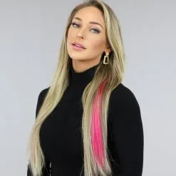 NEW0305 Clip In Haarextension Magenta