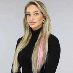 NEW0305 Clip In Haarextension Roze