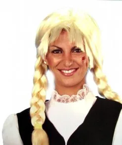 Feestkleding: Blonde Pruik Met Vlechten