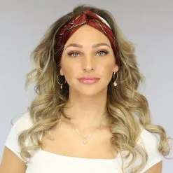 Grote Satin Bandana Met Wijnrode Chain Print