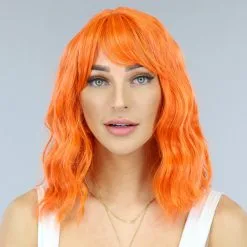 NEW2203 Korte Oranje Wavy Pruik
