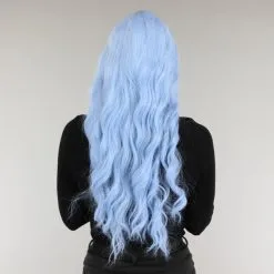 Lange Blauwe Krullende Pruik Met Rechte Pony -Party Outfitters lange blauwe krullende pruik met rechte pony 1