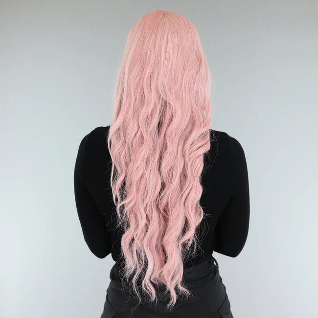 Lange Lichtroze Golvende Pruik 4 Lange Lichtroze Golvende Pruik - Afbeelding 2