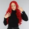 Lange Rode Golvende Pruik Met Lace Top -Party Outfitters lange rode golvende pruik met lace top