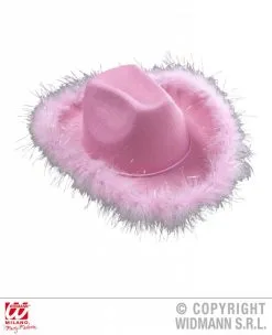 Licht Roze Cowboyhoed Met Bontje -Party Outfitters licht roze cowboyhoed met bontje 1