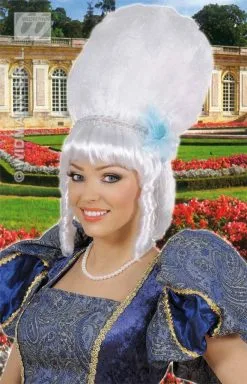 Pruik Markiezin Met Parels En Blauwe Bloem