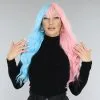 Roze/Blauwe Split Dye Pruik Met Rechte Pony -Party Outfitters roze blauwe split dye pruik met rechte pony