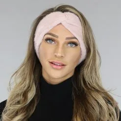 Roze Fluffy Haarband Met Knoopdetail