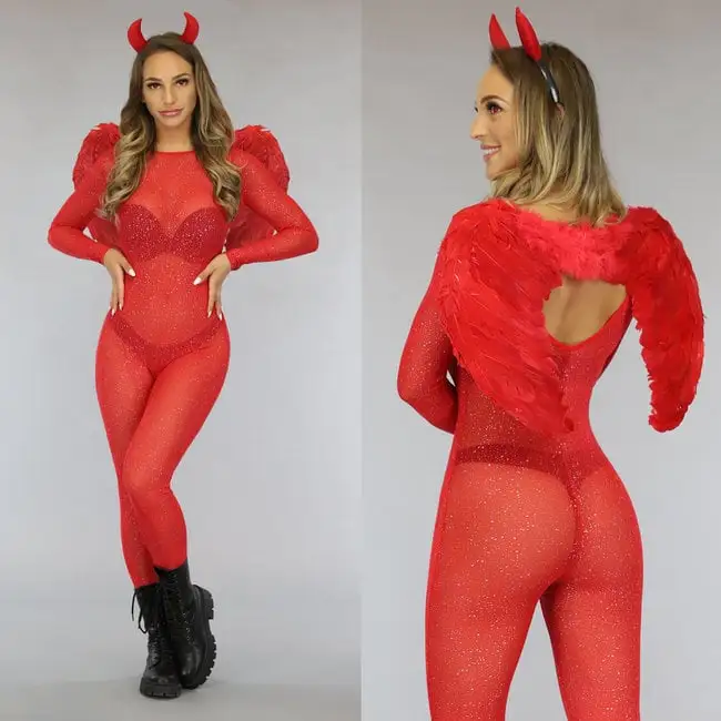 Voorpagina 19 Voorpagina -Party Outfitters sexy mesh duivel kostuum met glitters