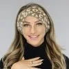 Taupe/Witte Wollen Panterprint Haarband -Party Outfitters taupe witte wollen panterprint haarband