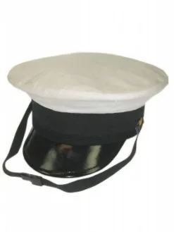 Witte Matrozenpet Met Zwarte Klep -Party Outfitters witte matrozenpet met zwarte klep 1