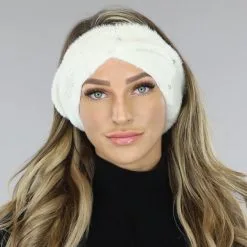 Witte Wollen Haarband Met Strass Details -Party Outfitters witte wollen haarband met strass details 1