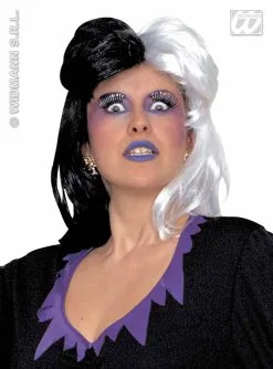 Zwart-witte Heksenpruik Cornelia